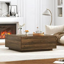 43” Square Coffee Table with Storage, Modern Large Square Center Table with 2 Drawers, Wood Coffee Table for Living Room, Walnut by CozyNest Decor