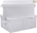 HOONEX Storage Bins with Lids for Organizing, Pack of 2, Storage Boxes with 2 Carrying Handles and Sturdy Heavy Cardboard, 16.5" L x 11.8" W x 7.5" H for Shoes, Books, Clothes, Nursery, White by TinyTreasures Baby Boutique