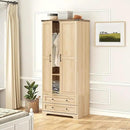Brafab Wooden Armoire Wardrobe Closet with 2 Modern Doors, 71" Tall Freestanding Closet Wardrobe Cabinet with Drawers and Hanging Rail, Storage Cabinet with Shelve for Bedroom (Natural, 2 Doors) by CozyNest Decor