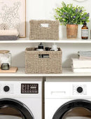 StorageWorks Wicker Storage Baskets, Large and Small Baskets, Handwoven Seagrass Basket for Organizing, Decorative Wicker Baskets with Built-in Handles, Set of 2 by CozyNest Decor
