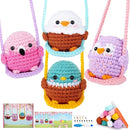 Crochet Kit for Beginners -4 PCS Bird Crochet Kits with Step-by-Step Video Tutorials, Beginner Crochet Kit for Adults and Kids, Crochet Birds On The Swings(Mallard Bald Eagle Flamingo Owl) by TinyTreasures Baby Boutique