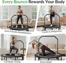 BCAN 40"/48" Mini Rebounder Trampoline for Adults with Bar, 450/550LBS Fitness Trampoline with Bungees, Adjustable Handle, Stable & Quiet, Indoor Outdoor, Whole-Body Workout & Relaxation at Home by TinyTreasures Baby Boutique