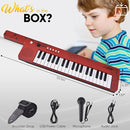 Pyle Digital Musical Keyboard 37 Keys, Electronic Karaoke Keytar with Wired Microphone, 4 Preset Selectable Tones, 4 Audio Rhythms, AUX Input, Rechargeable, Fun for Kids and All Ages by TinyTreasures Baby Boutique