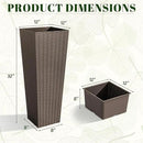 JUMMICO Set of 2 Resin Rattan Tall Planters for Outdoor Plants, Large Tapered Planters with Drainage Holes&Inner Trays, Flower Pots for Garden, Patio, Porch, Backyard (Brown, 32'') by CozyNest Decor