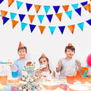 Orange Blue Party Decorations Metallic Fabric Triangle Pennant Flag Bunting Banner Garland for Birthday Baby Shower Graduation Bridal Shower Wedding Bachelorette Engagement Space Theme Party Supplies by GreenHaven Gardens