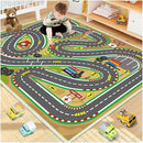 Kids Rug Play mat Playroom Rugs Car Rugs for Kids Toy Cars Race Track for Classroom Rug (Race-Brown, 5.2x7.9ft) by CozyNest Decor