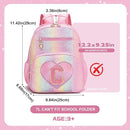 I IHAYNER Kids Glitter Lightweight Backpack for School Travel & Daycare, Toddler Backpack for Girls 3+ Preschool Kindergarten Elementary Kids Backpack-Rainbow Pink C by TinyTreasures Baby Boutique