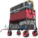 SUNNYFEEL Heavy Duty Collapsible Outdoor Utility Wagon Cart 500LB Capacity Adjustable Handlebar,Foldable Beach Wheels Stable Durable Oxford Fabric for Shopping Garden Camping (Red, Double Deck) by GreenHaven Gardens