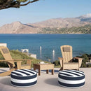 Inflatable Ottoman Stool D21 xH9 for Outdoor/Indoor Use, Water Repellent Patio Foot Rest Stool with Portable Handle,Round Pouf Ottoman Suitable for Garden,Deck and Camping - Cabana Navy by CozyNest Decor