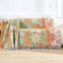 Boho Throw Blanket for Bed-Soft Cotton Rustic Quilt 80"×90",Floral Printed Farmhouse Decor Muslin Bed Blankets for Sofa Couch Chair, Seasons by CozyNest Decor