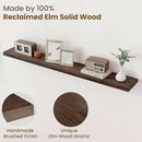 Floating Shelves for Wall Decor, 8 Inch Deep Rustic Solid Elm Wood Floating Shelves Wall Mounted, Wall Shelves with Invisible Bracket for Living Room Bathroom Bedroom Kitchen, 55 Inch Set of 1, Walnut by CozyNest Decor