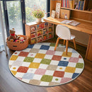 jinchan Round Rug 4ft Kids Washable Rug Indoor Floor Cover Non-Slip Soft Modern Elementary School Classroom Colorful Diamond Carpet for Nursery Daycare Bedroom Playroom Living Room Circus on Cream by CozyNest Decor