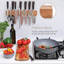 Premium 16 inch Magnetic Knife Holder for Wall with 2x Storage & Charming Wood - Knife Magnetic Strip, Under Cabinet Magnet Knives Storage - Magnet Strip Rack Kitchen Utensil Holder Organizer Tool by CozyNest Decor