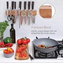 Premium 24 inch Magnetic Knife Holder for Wall with 2x Storage & Charming Wood - Knife Magnetic Strip, Under Cabinet Magnet Knives Storage - Magnet Strip Rack Kitchen Utensil Holder Organizer Tool by CozyNest Decor