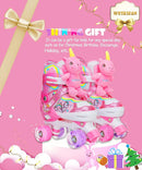 Unicorn Doll Kids Toddler Roller Skates for Girls,WESKIFAN Quad Skating Shoes with Shiny Light up Wheels&Adjustable Sizes Beginners rollerskates for Birthday Xmas Gifts,Patines para Niñas Niños by TinyTreasures Baby Boutique