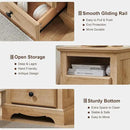 T4TREAM Nightstand with Charging Station, 18 Inch Vintage End Table with 2 Drawers, Wood Rustic Sofa Side Table with Open Storage Shelf for Bedroom, Living Room, Natural Oak by CozyNest Decor