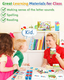 Gojmzo Wooden CVC Word Spelling Games, Preschool Kindergarten Learning Activities, Montessori Educational Toys Gifts for 3 4 5 6 Year Old Kids, Sight Words Flash Cards Reading Letters for Toddlers by TinyTreasures Baby Boutique