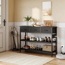 Lulive Entryway Table with Power Outlets, Console Table with 3 Fabric Drawers, Sofa Table for Living Room, Hallway, Couch, Foyer, Height Adjustable (Black, 43") by CozyNest Decor
