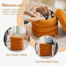 ONEVOG Round Storage Ottoman, 20" Small Ottomans Table with Removable Lid, Velvet Fabric Soft Footrest Stools for Couch, Upholstered Stuffed Circle Seat for Living Room/Bedroom/Dorm/Vanity, Orange by CozyNest Decor