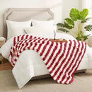 Amélie Home Chunky Knit Blanket Throw, Thick Soft Yarn Chunky Throw 50x60, Handmade Chenille Cable Knitted Crochet Throw Blanket, Warm Rope Knot Blanket for Couch Bed Sofa, Red White Stripe by CozyNest Decor