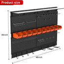 Ultrawall Black Pegboard Wall Organizer, 48X 36 inch for Garage Storage with Hooks, Storage Bins, Tool Panel Organizer, 72pcs by GreenHaven Gardens