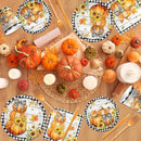 Fall Party Decorations,144Pcs Fall Thanksgiving Tableware Set Includes Plates,Napkins,Knife,Fork Black and White Buffalo Plaid Pumpkin Theme Decorations for Autumn Harvest,Thanksgiving Day by CozyNest Decor