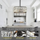 12” 3-Light Modern Crystal Chandeliers Black Dinning Room Light Fixture with Two Poles, Round Pendant Light Kitchen Island Chandelier, Flush Mount Ceiling Light for Living Room Entryway by CozyNest Decor
