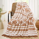 CASAAGUSTO Boho Throw Blanket - Terrcotta Decorative Blankets with Tassel, Printed Flannel Bohemian Blanket for Chair, Bed, Sofa, Couch(50 * 60, Terrcotta) by CozyNest Decor