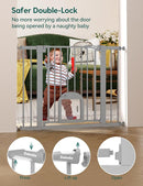 Babelio 29-48" Extra Wide Baby Gate with Adjustable Cat Door,Easy Install Pressure/Hardware Mounted,Auto Close Pet door for Stairs,House,Doorways,Effortless Walk Thru,Gray by TinyTreasures Baby Boutique
