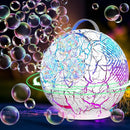 Bubble Machine Automatic Bubble Blower for Kids Toddlers Rechargeable Portable Spherical LED Bubble Maker Electric Auto Rotating 45°/360° Outdoor Toy Birthday Party Wedding (Spherical Crackle White) by TinyTreasures Baby Boutique