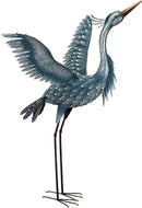 Regal Art & Gift Outdoor Garden Décor, Unique Bird Sculpture, Rustic Metal Bird Statues, Garden Ornaments, Bird Figurine for Lawn, Decorative Sculpture, Heron, Blue, Wings Up, 47"height by CozyNest Decor