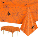 2 Pcs Halloween Tablecloth - Plastic Halloweens Spider Webs Table Cloth, Orange Disposable Rectangle Spiderweb Table Cover for Halloween Party Decorations Supplies Favors Tables Decor, 108 x 54 Inch by CozyNest Decor