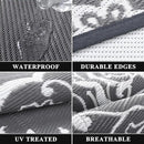 Pauwer Waterproof Outdoor Rug 9x12, Reversible Plastic Straw Patio Camping Rug, Indoor Outdoor RV Mat Carpet for Deck, Camper, Porch, Balcony, Backyard, Picnic, Boho Grey by GreenHaven Gardens