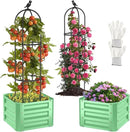 1Pack Raised Garden Beds Outdoor, Galvanized Metal Raised Garden Bed with Trellis, 16x16x60inch Tomato Cage Planters Box with Trellis for Climbing Plants Vegetable Vine Flowers by GreenHaven Gardens