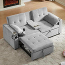 70" Queen Size Sofa Bed for Living Room – Pull-Out Sleeper Sofa Couch with Cup Holder, Phone Holder, USB Charging Port, Solid Wood Frame, Easy Assembly, Space-Saving Design for Small Apartments by CozyNest Decor