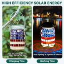 VOREEN 2 Pack Mosaic Solar Lanterns, Outdoor Glass Hanging Lights, Solar Table Lamps, Waterproof, American Flag Jar Lights Gifts, Patriotic Theme Decoration for Garden, Patio, Yard, Easter Gifts by GreenHaven Gardens