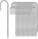 12 inches Tent Stakes Heavy Duty 34-Pack, 5/16" Diameter J Hook Fence Stakes Rebar Ground Stake for Inflatables, Tarp, Yard Lawn Outdoor Decoration by CozyNest Decor