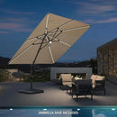 PURPLE LEAF 10 Feet Patio Umbrella with Base Outdoor Cantilever Solar Powered LED Square Umbrella Aluminum Offset Umbrella with 360-degree Rotation for Garden Deck Pool Patio, Beige by GreenHaven Gardens
