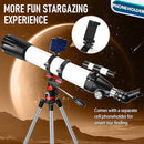 Dianfan Telescope,90mm Aperture 800mm Telescopes for Adults Astronomy,Portable Professional Refractor Telescope for Beginners,with Stainless Tripod & Phone Adapter,Carry Bag by TinyTreasures Baby Boutique