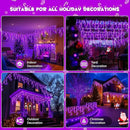 JMEXSUSS 800 LED Purple Icicle Lights Outdoor, Purple Icicle Christmas Lights Indoor Plug in with Remote, Purple Christmas Lights for Outside Fireplace Eave Yard Christmas Decor by GreenHaven Gardens