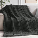 Chunky Knit Throw Blanket, 30''*40'' Knitted Throw Chenille Yarn for Bed Couch, Handmade Dark Grey Crochet Big Thick Blanket, Machine Washable Cute Comfy Blanket for Home Decor by CozyNest Decor