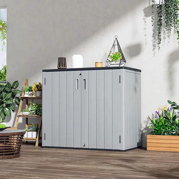 Large Outdoor Storage Box,Resin Sheds&Outdoor Storage Waterproof/Lockable,Outdoor Storage Cabinets for Balcony,Garage,Backyard (37Cu.ft-Pale Grey), photo 2 of 7