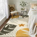 Lahome Boho Rug for Living Room - 5 x 7 Area Rugs Washable Non-Slip Soft Bedroom Carpet Ultra-Thin Throw Tan Dining Room Rug, Botanical Print Indoor Modern Floral Rug for Office Nursery Kids Room by TinyTreasures Baby Boutique