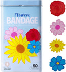 BioSwiss Bandages, Flowers Shaped Self Adhesive Bandage, Latex Free Sterile Wound Care, Fun First Aid Kit Supplies for Kids and Adults, 50 Count by TinyTreasures Baby Boutique