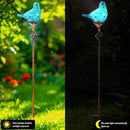 Decorative Solar Lights, Outdoor Solar Bird Stake Lights, Hand Blown Glass Decorative Garden Pathway Lights Outdoor Waterproof Glass Stakes (Light Blue) by GreenHaven Gardens
