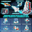 Space Exploration Shuttle Toys Gifts for 6 7 8 9 10 11 12 Year Old Kids, Girls, Boys, 12-in-1 STEM Projects Rocket Building Toy Kit with 3 Astronauts, Airplane Rocket Set Xmas Ideas, 885 Pcs by TinyTreasures Baby Boutique