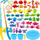CozyBomB™ Magnetic Fishing Toys Game Set for Kids | Water Table Bathtub Kiddie Pool Party & Pole Rod Net, Plastic Floating Fish Toddler Color Ocean Sea Animals Birthday Age 3 4 5 6 Year by TinyTreasures Baby Boutique