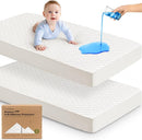Waterproof Crib Mattress Protector Cover Fitted - 2-Pack Quiet Baby Crib Mattress Pad Sheets, 52" x 28" Soft Quilted Cotton Baby Sheet, Machine Washable, Easy Fit, Durable(Soft White/Mavy) by TinyTreasures Baby Boutique