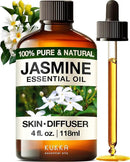 Kukka Jasmine Essential Oil for Diffuser - 4 Fl Oz - 100% Pure Natural Jasmine Oil for Skin, Hair & Soap Making Scents - A Great Relaxing Floral Addition for Hair Care & Perfume by CozyNest Decor
