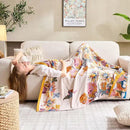Boho Throw Blanket, 100% Cotton Ultra Soft Luxury Throw Rustic Quilt, 50"x60" Floral Bird Butterfly Farmhouse Decor Bed Blankets, All Season Rustic Reversible Bohemian Throw for Bed - Yellow by CozyNest Decor